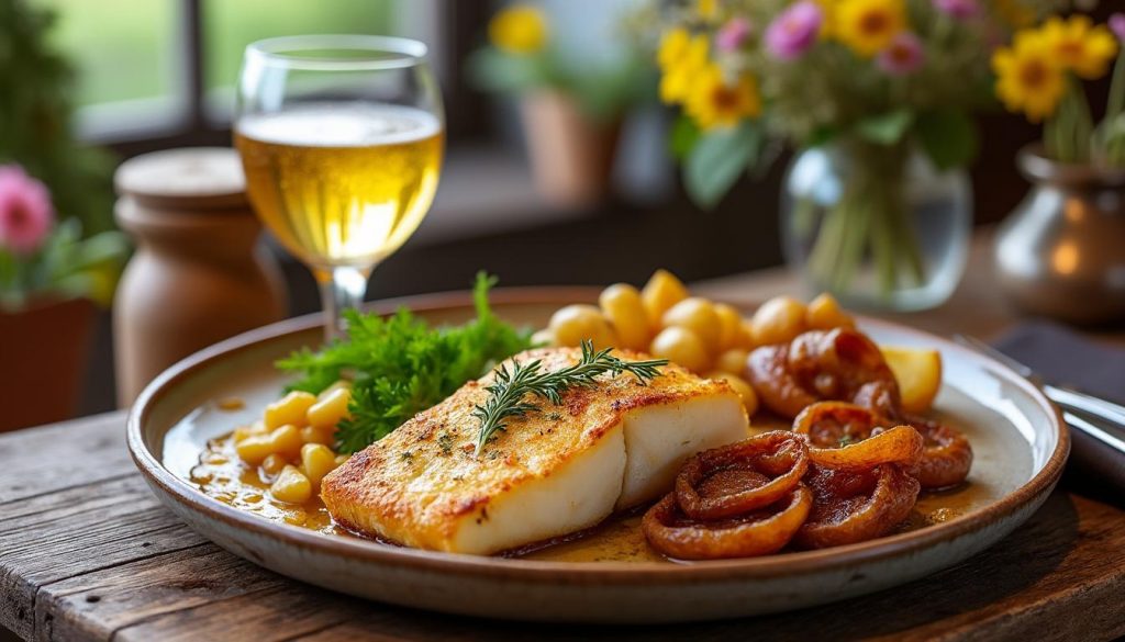 découvrez l'accord normand parfait entre le cidre brut et la morue au four, une alliance de saveurs traditionnelles pour ravir vos papilles.